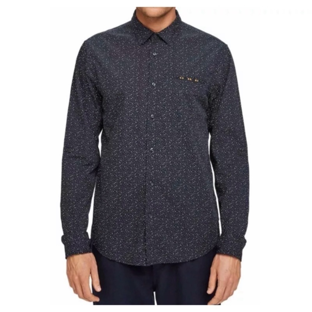 NWT SCOTCH & SODA Micro Print Pocket Slim Fit Shirt